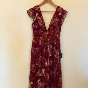 Lulus Burgundy Floral Dress